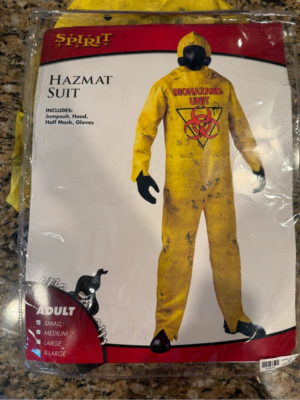 Spirit Biohazard Hazmat Suit Adult Halloween Costume Unisex Sz small *no gloves